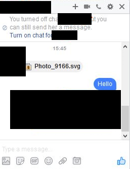 Pesan spam SVG di Facebook Messenger